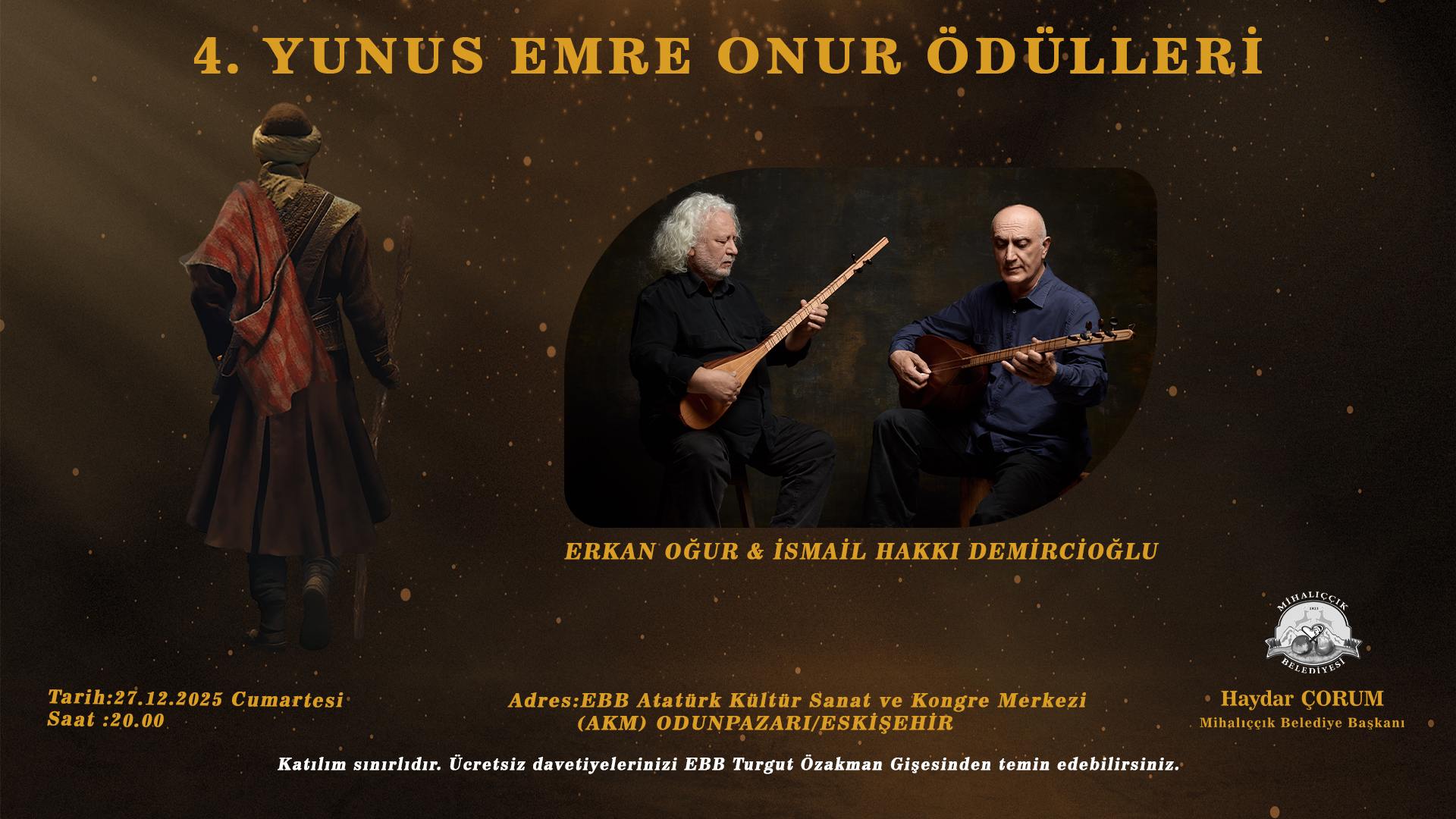 4. Yunus Emre Onur Ödülleri 27 Aralık’ta Eskişehir’de Düzenlenecek