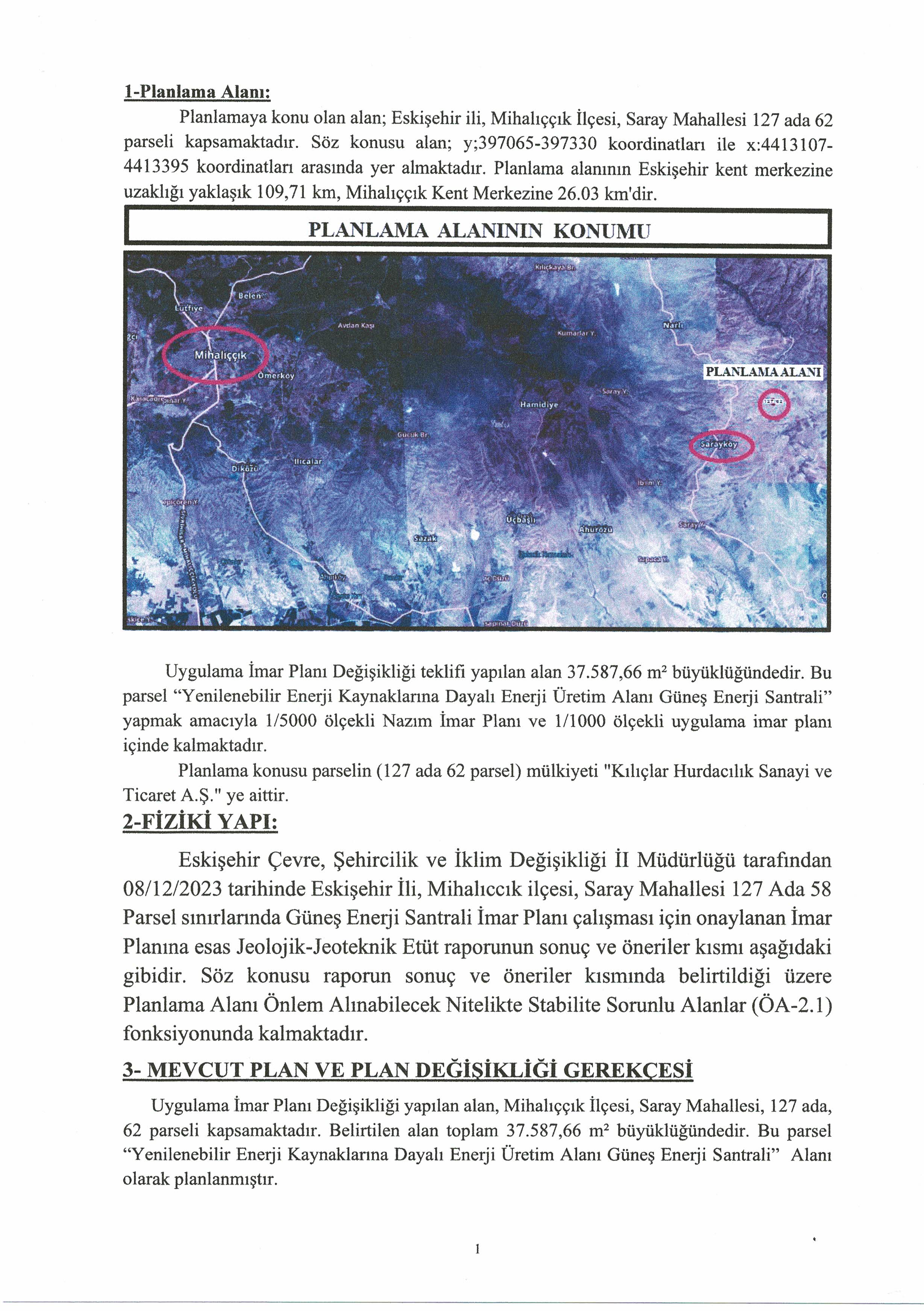Saray mahallesi sınırları içerisinde 127 ada 58 parselde 1/1.000 Ölçekli Uygulama İmar Planı değişikliği (2)